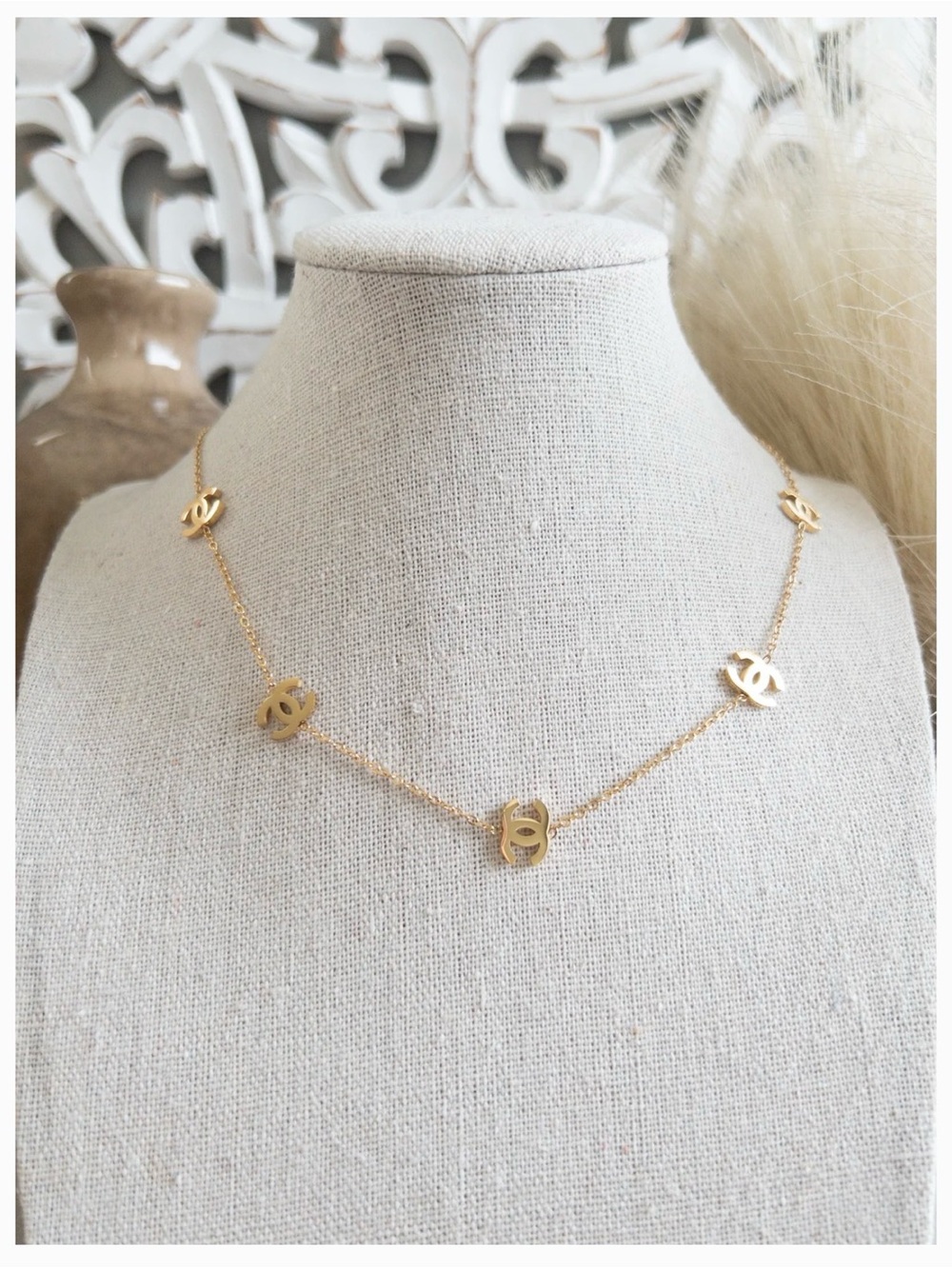 Chanel Gold CC Logo Station Necklace - Elegant Women’s Jewelry